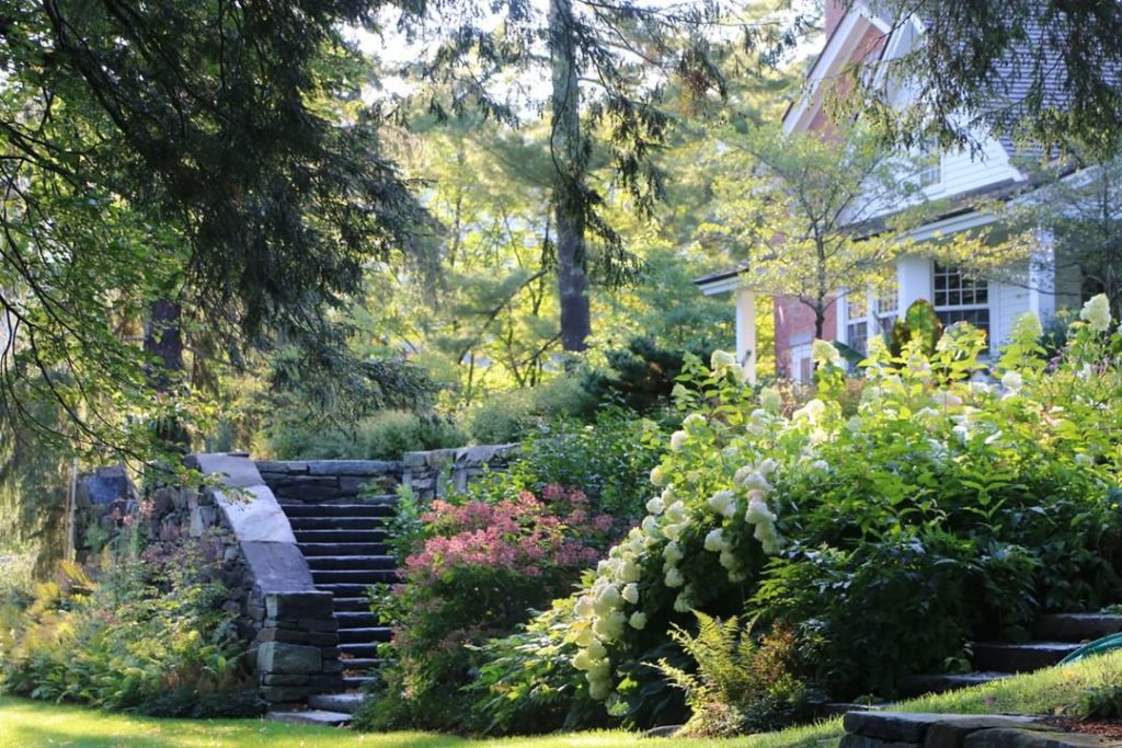@gardendesignmag: This restored farmhouse in South Woodstock, Vermont features Direvilla lonicera,…
