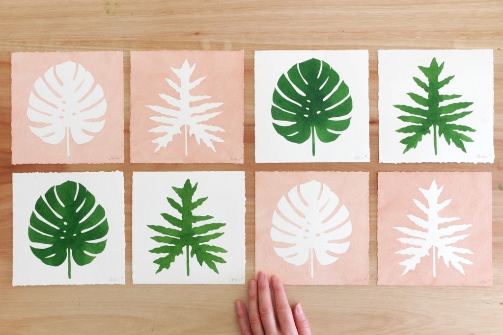 @livingpattern: The 6×6” Monstera & Philodendron Leaf originals are now listed, 15 of each color…