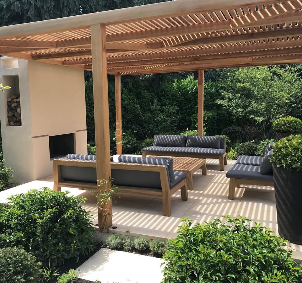#justcompleted #new #garden latest #design #arbour #louvres #fireplace #outdoorl...
