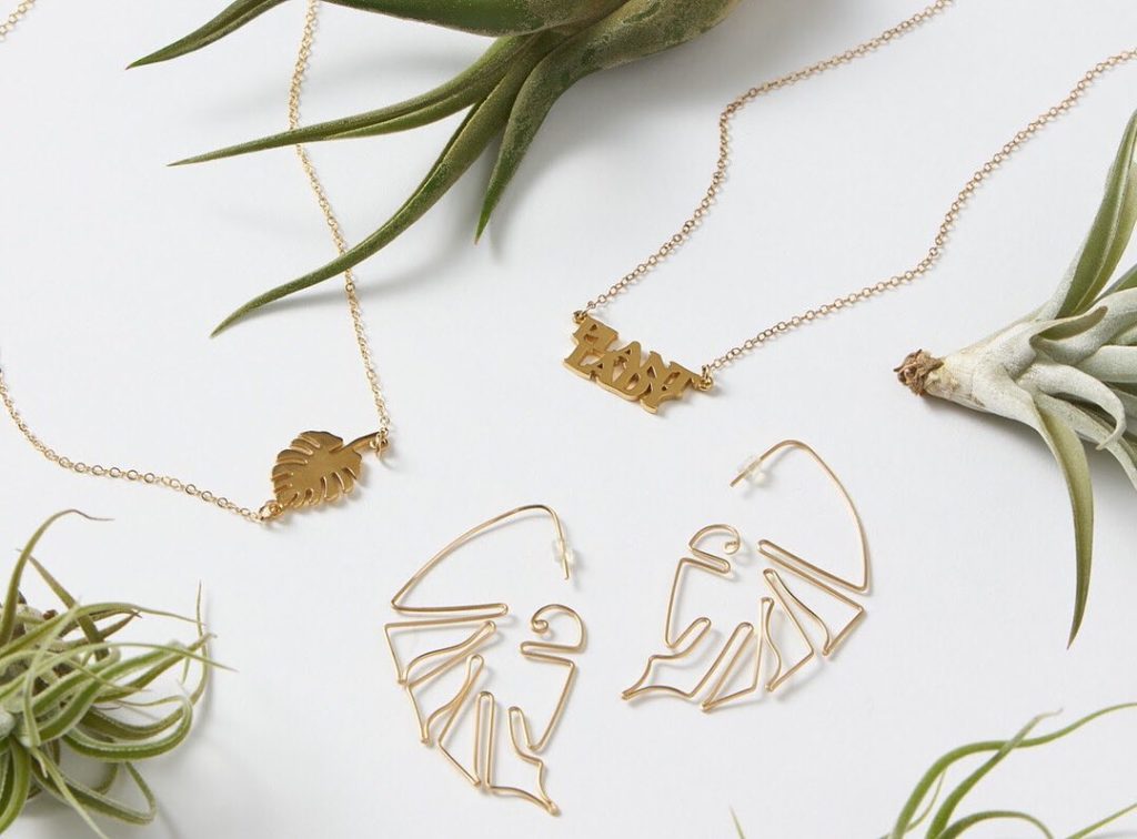 Wear your Monstera.  Whether it's our Monstera earrings or plated necklaces by @...