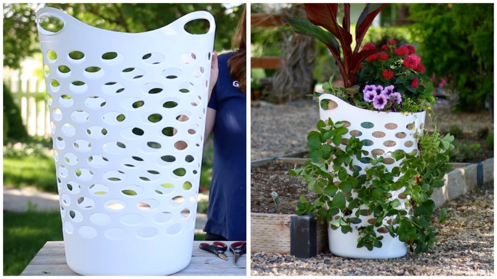 Laundry Basket Turned Strawberry Planter