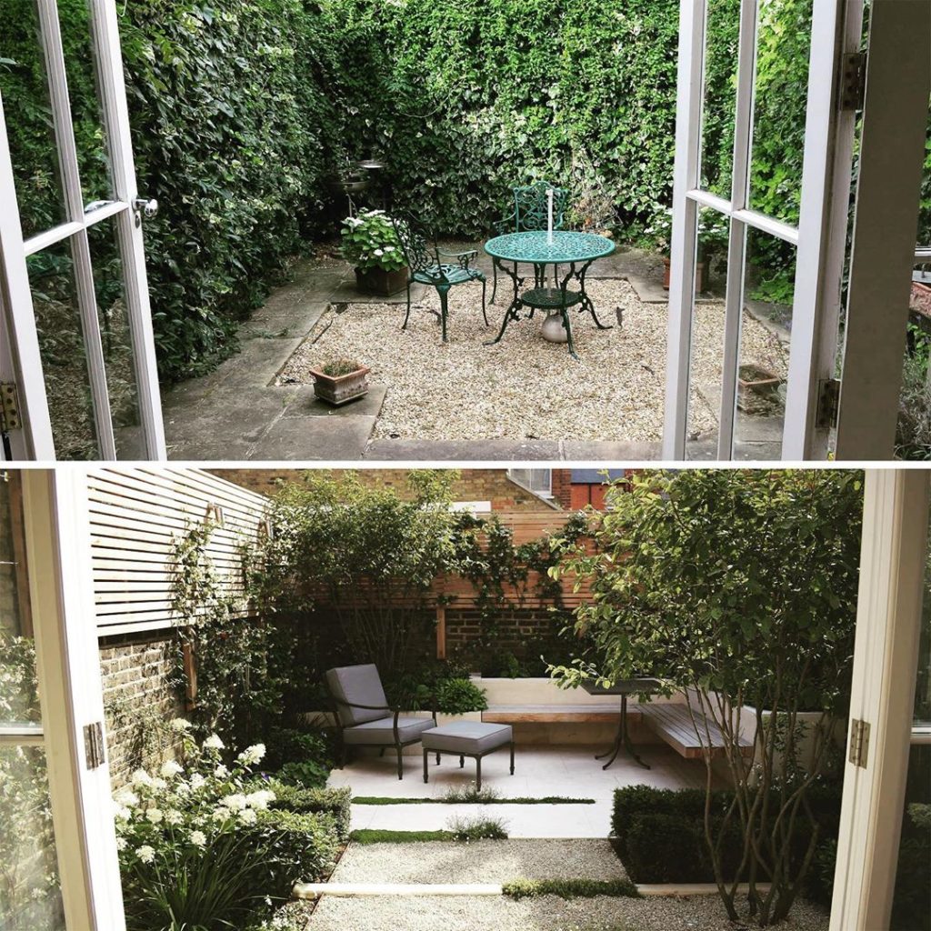 #beforeandafter from small plain #courtyard to more comfortable restful #garden ...