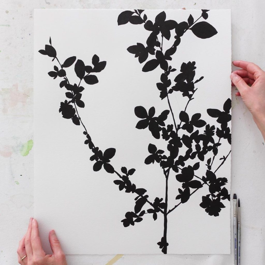 Serissa japonica in Sumi ink, 16”x20”. I wish you guys could see the rich black ...