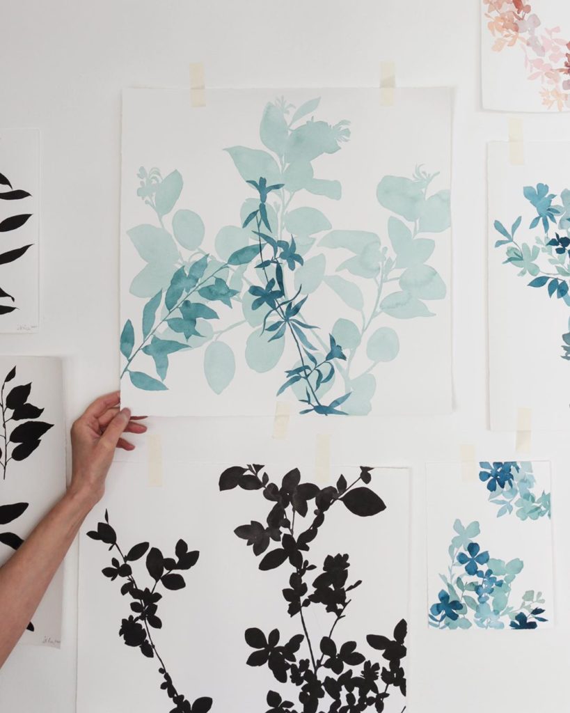 #wip still balancing this new botanical composition in blues, about halfway comp...