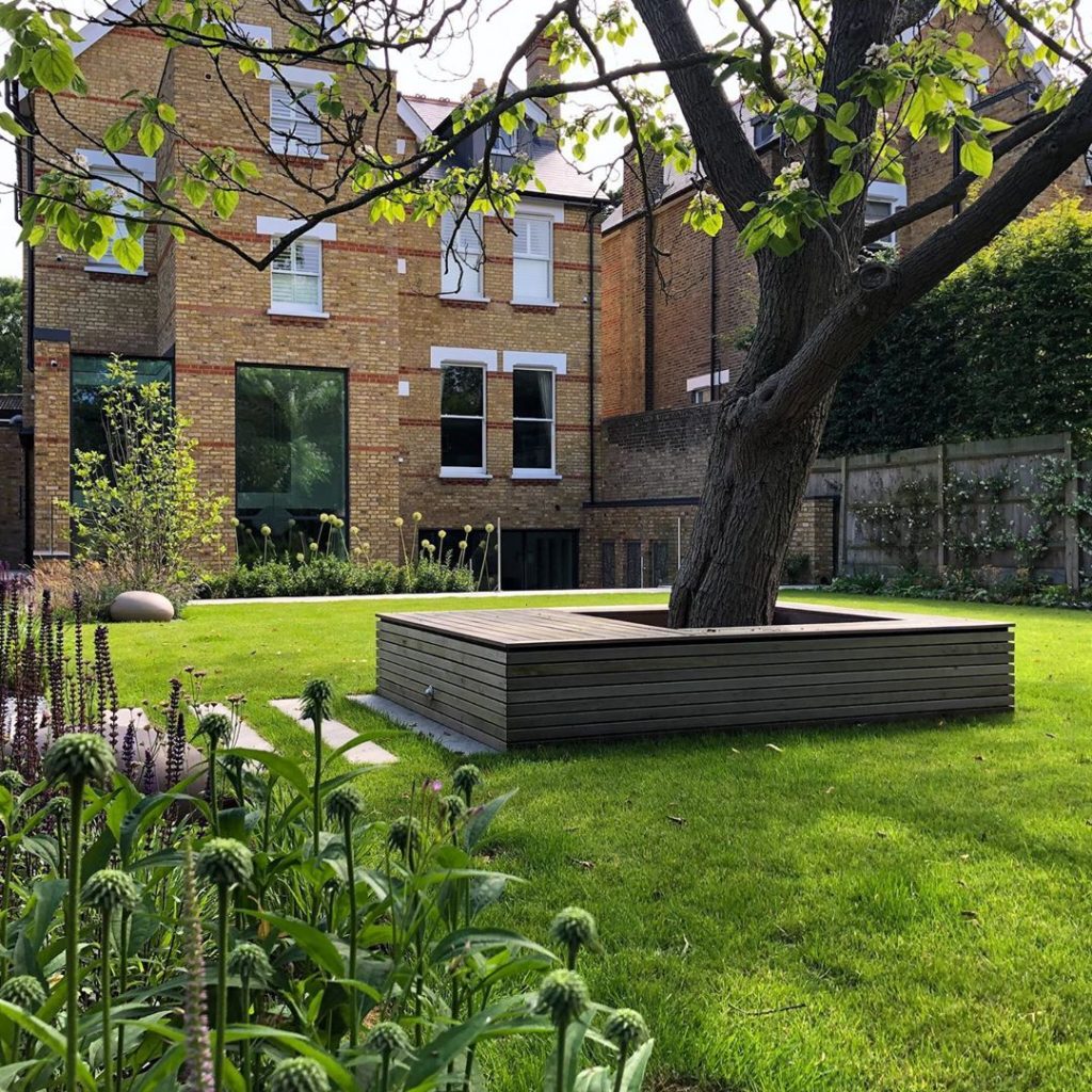 We designed a series of stepped planters that use vibrant planting to soften the...