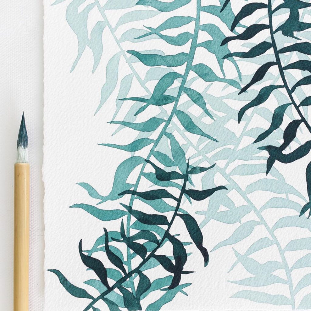 Dracaena trees shifting and turning upward in shades of teal. It’s my little pai...