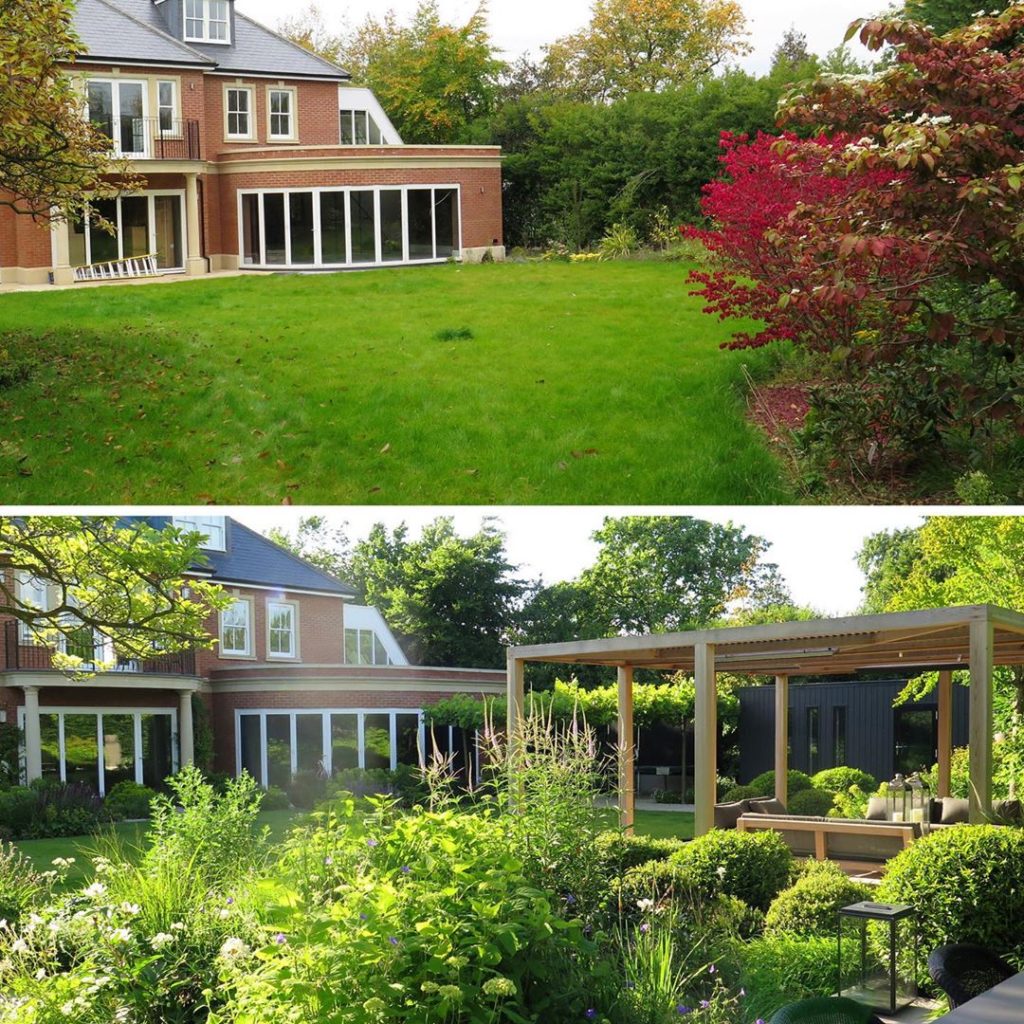 #beforeandafter showing how a rather dull ‘builder’s finish’ with a massive lawn...