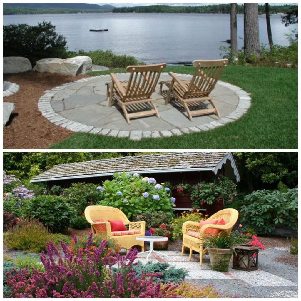 gardendesignmag: Which patio would you rather spend some time in today, the simple lakeside circl… Which patio would you rather spend some time in today, the simple lakeside circl...