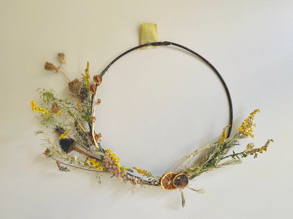I made a fall wreath from what grew in my yard