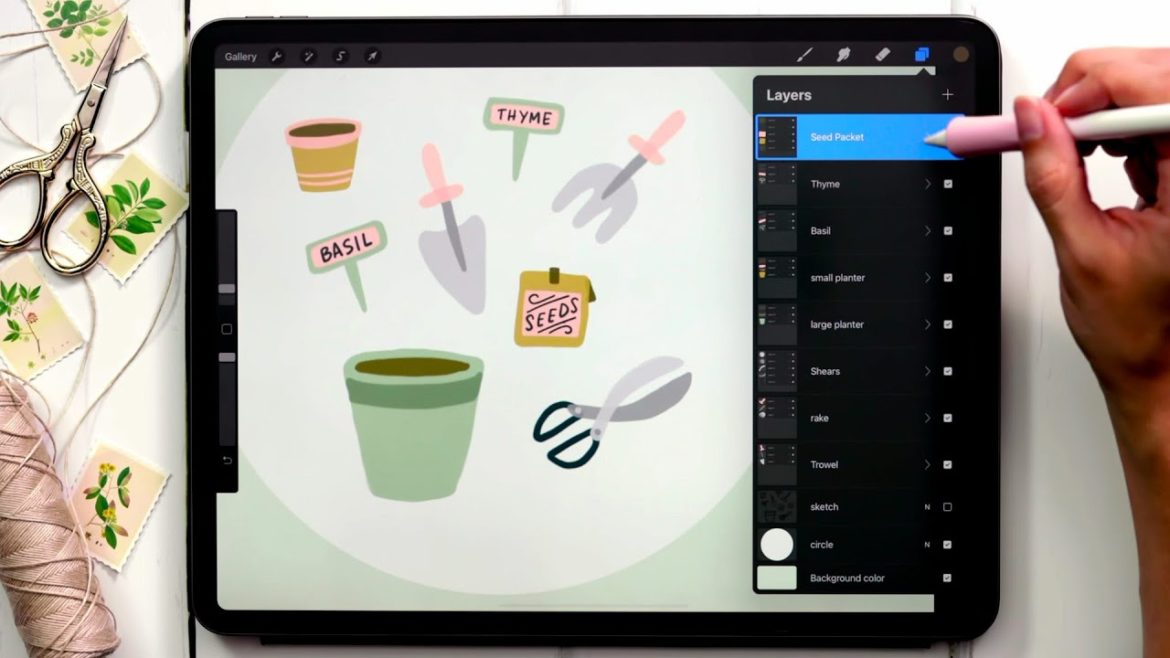 Paint Gouache Gardening Supplies in Procreate Paint Gouache Gardening Supplies in Procreate