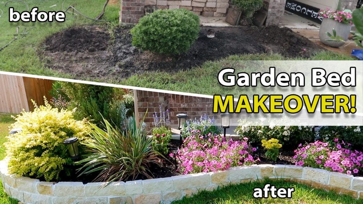 Front Yard Garden Bed Makeover! Raised Stone Flower Bed Transformation from Start to Finish!