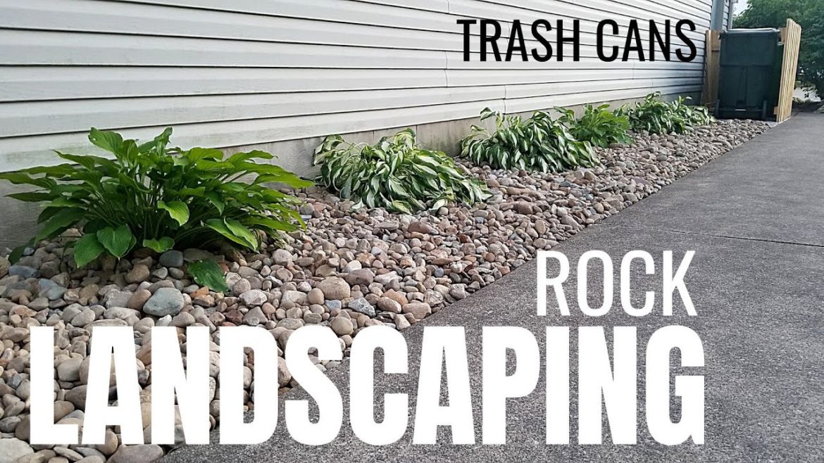 DIY Rock Landscaping Idea | River Rock | No Fabric | Hide Trash Cans