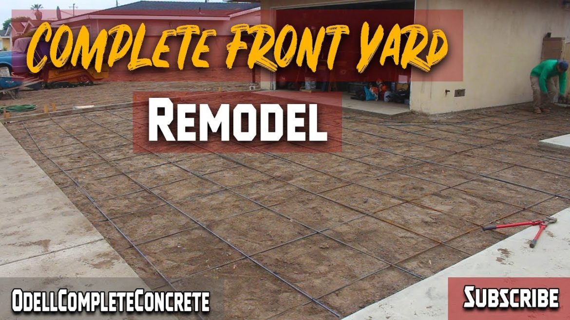 Complete Front Yard Remodel! Concrete Driveway,Lawn,Block wall, & More PART 1