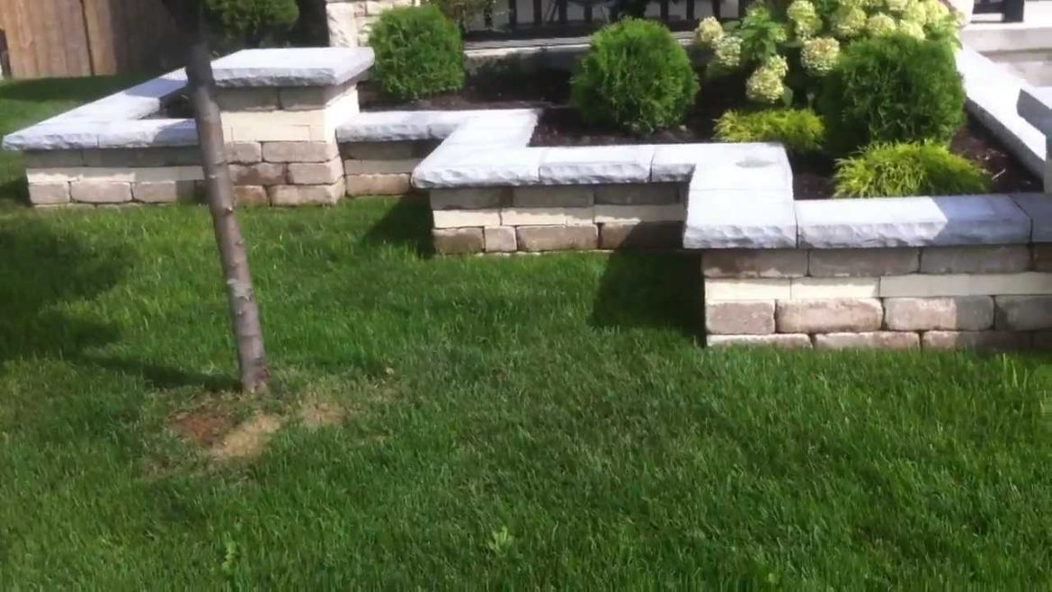 Front Yard Landscaping by London Landscape Inc. Retaining wall, Pillars, Natural Stone Coping