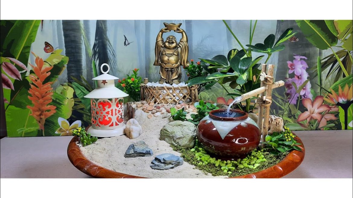 WEALTHY BUDDHA IN A MODERN ZEN GARDEN DESIGN