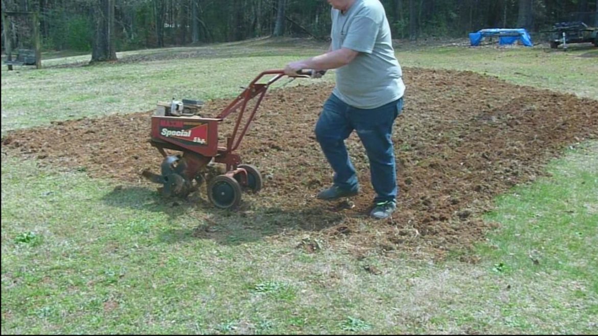 Tilling a small backyard garden spot