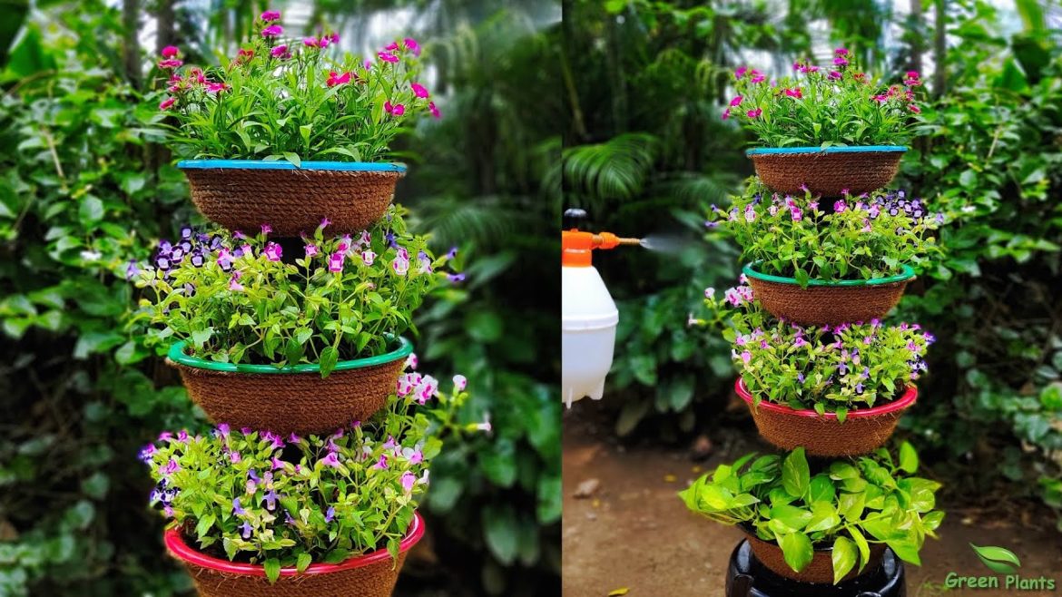 Vertical Flower Garden Tower Ideas for Your Small Space//GREEN PLANTS