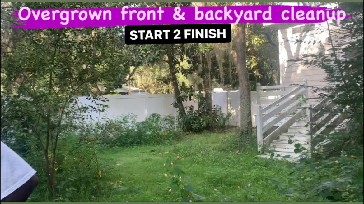 OVERGROWN FRONT YARD CLEANUP- Backyard Garden makeover