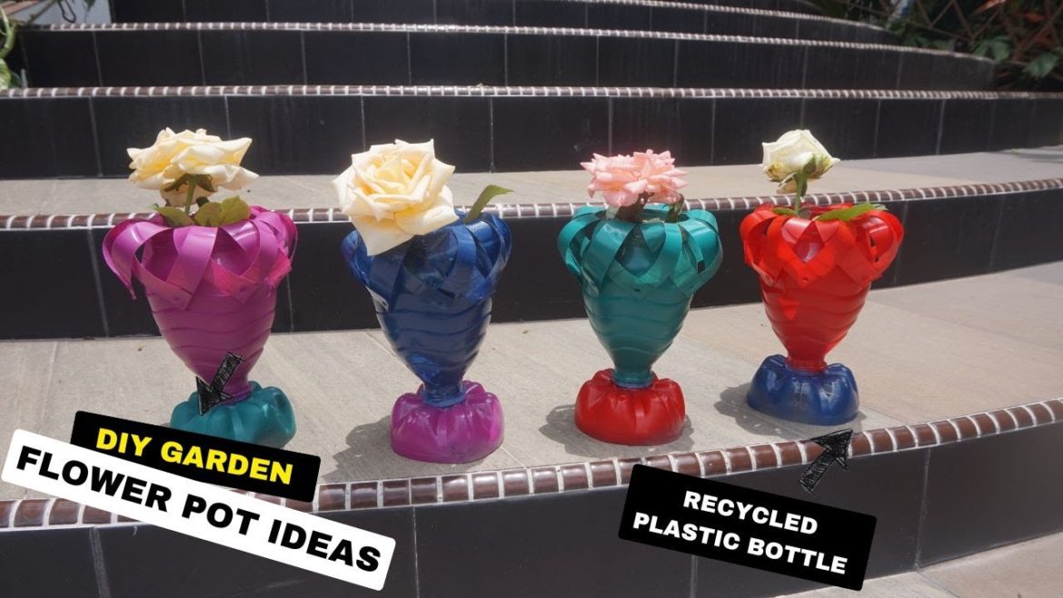 Recycle Plastic Bottles into Flower Pots for Small Garden and Decor