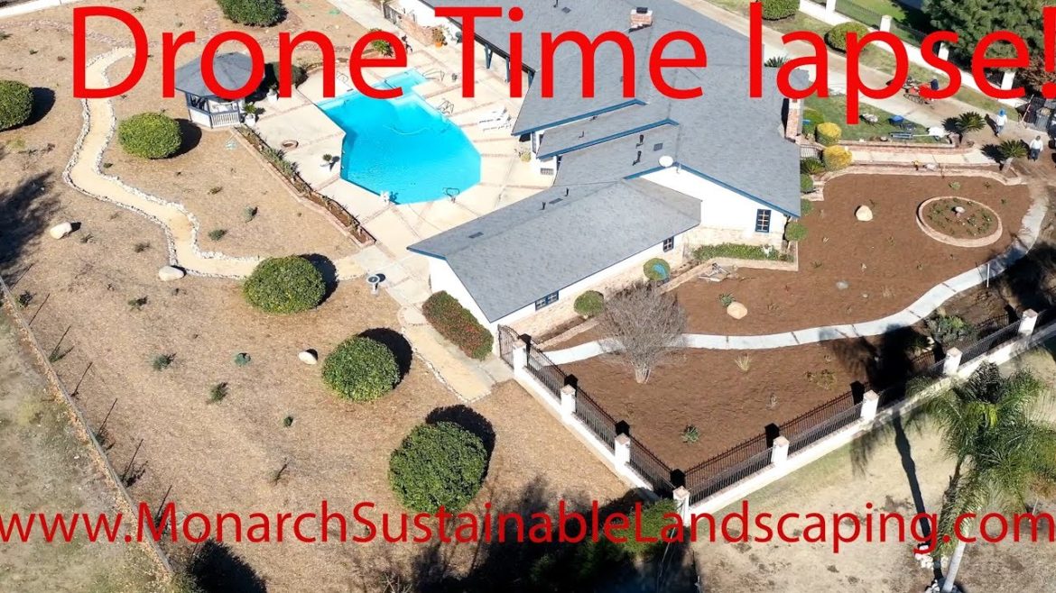 Drone Time lapse of a front yard landscape project