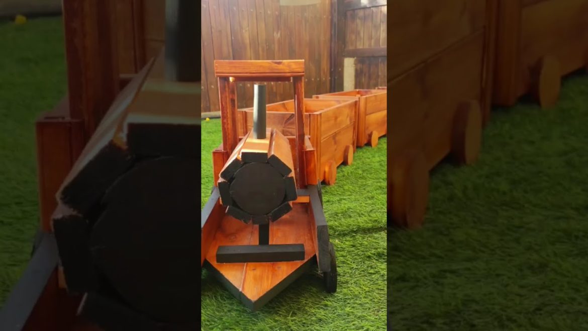 #woodworking #diy #shorts | Wooden Train Planter for Garden Outdoor Space