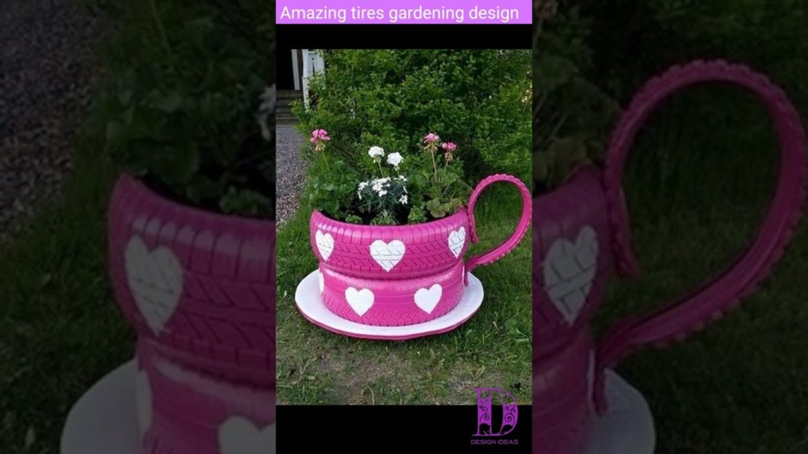 Creative tires gardening design ideas 🙉🙊🙈gardening with tires👍creative design👌design ideas  #shorts