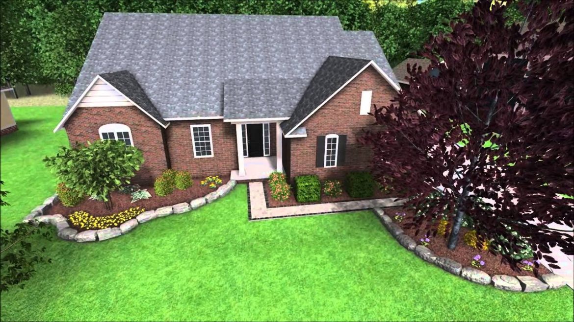 Landscape Design 3D Digital Walkthrough - Paver Brick Walkway - Front Yard - Planter Beds