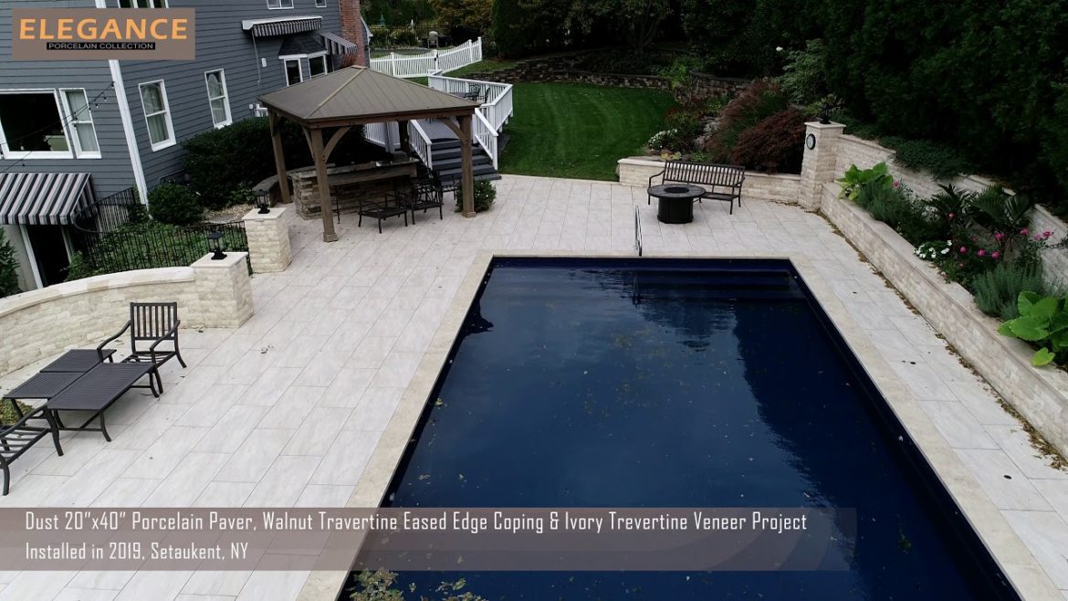 Dust Porcelain and Walnut Copings in Setaukent 4K Backyard Makeover Landscaping Ideas