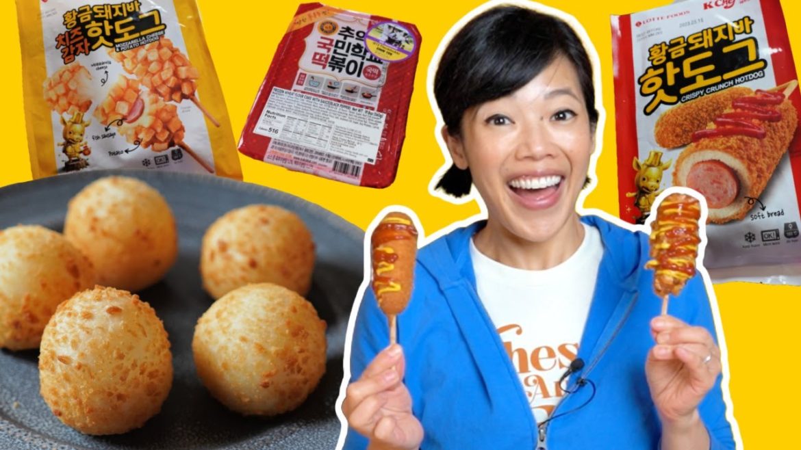 My First Korean Frozen Foods Taste Test | puffy crispy cheese balls, potato dogs, tteokbokki & more!