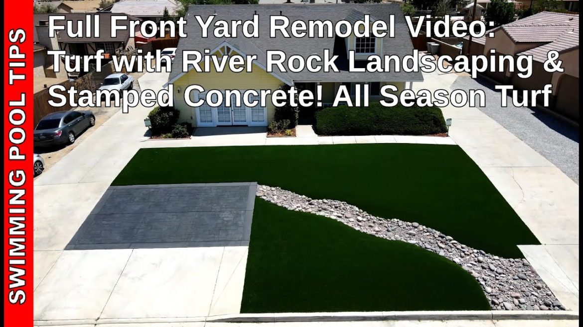 All Season Turf Full Front Yard Remodel: Turf, River Rock Landscaping and Stamped Concrete! All Season Turf Full Front Yard Remodel: Turf, River Rock Landscaping and Stamped Concrete!