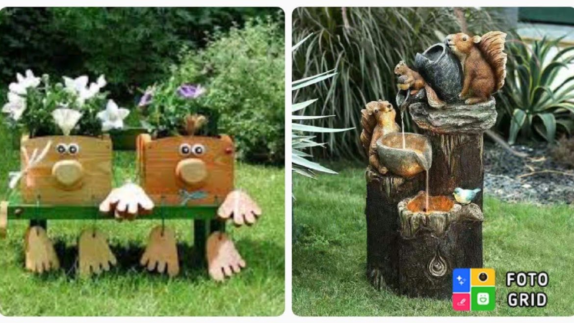Garden decorations ideas | garden ideas | garden wood and cement craft Garden decorations ideas | garden ideas | garden wood and cement craft