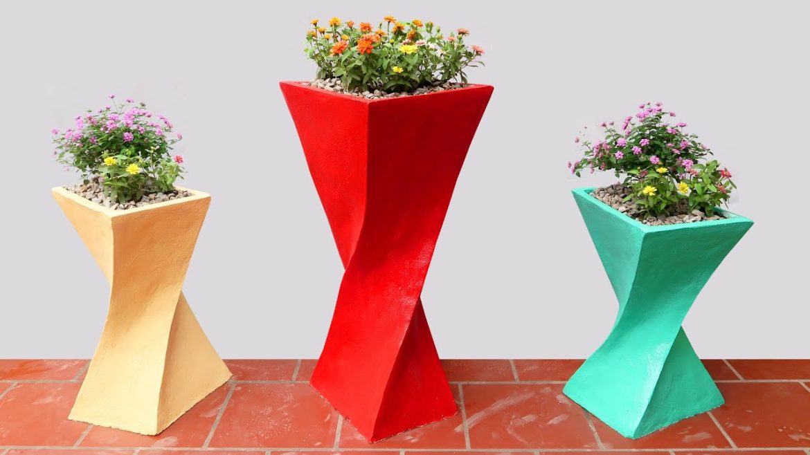 Casting Beautiful Flower Pots from Cement for Your Front Yard, Patio Garden