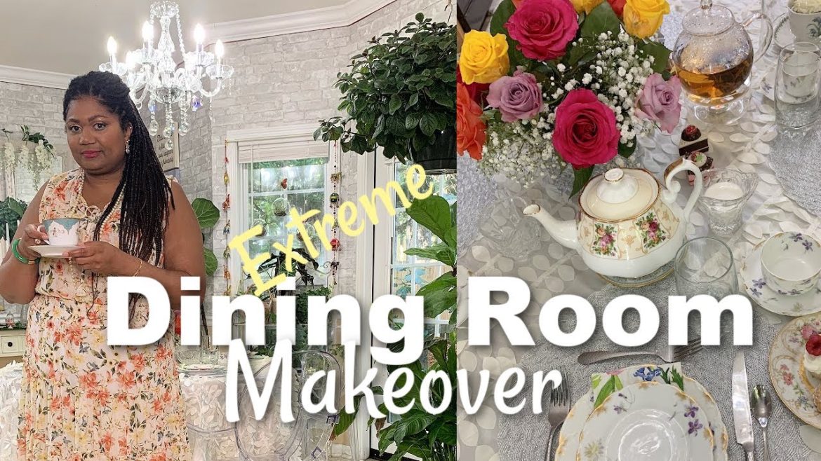 OPENING GARDEN INSPIRED HOME CAFE! EXTREME DINING ROOM MAKEOVER START TO FINISH #diningroommakeover
