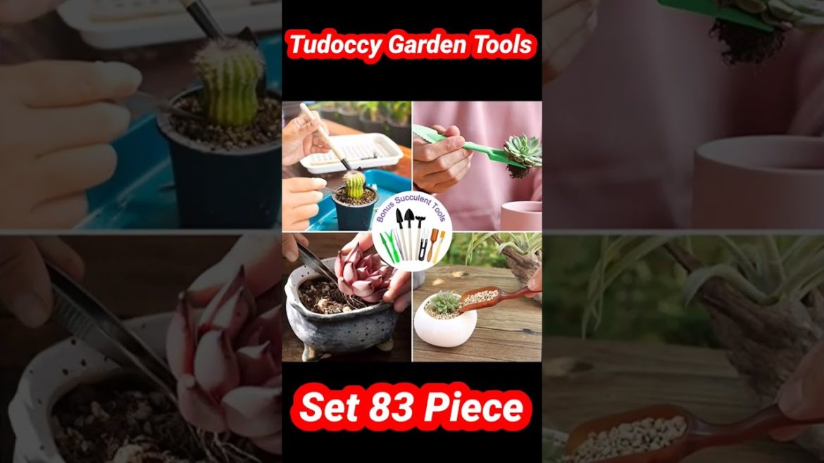 Tudoccy Garden Tools Set 83 Piece, Succulent Tools Set Included, Heavy Duty Aluminum Gardening Tools