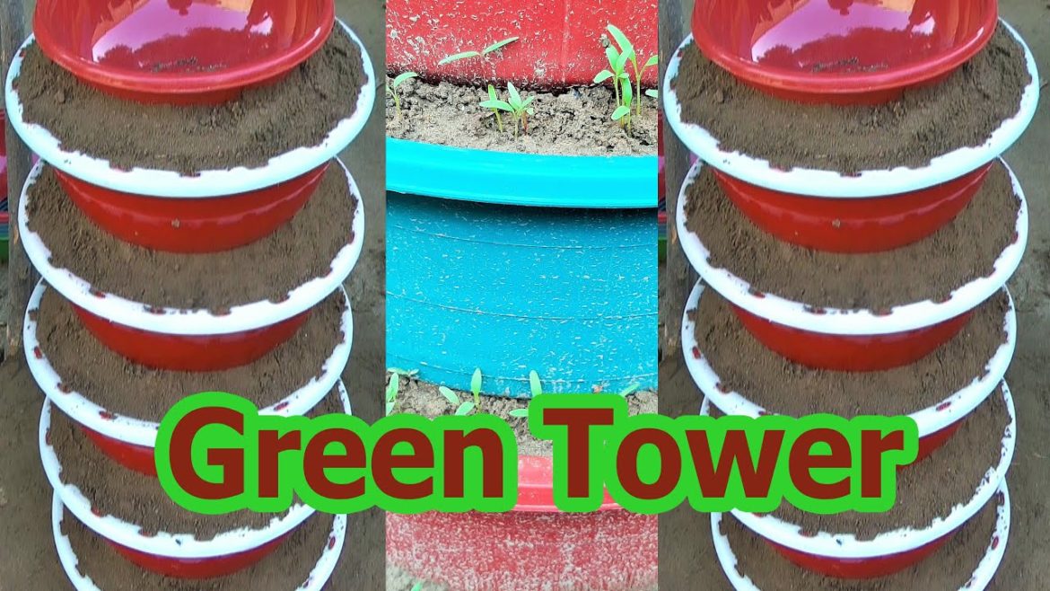 green Tower garden Vertical Container Garden Pot Tower Planters for home garden