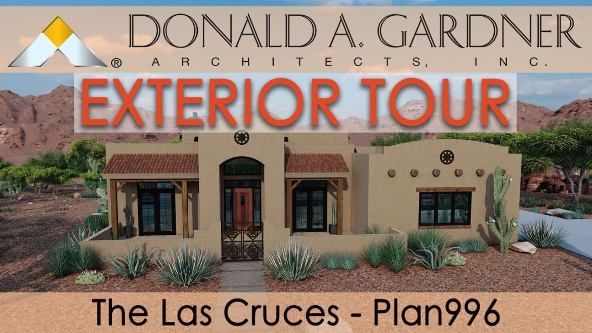 Southwestern style house plan with a modest one-story floor plan | The Las Cruces