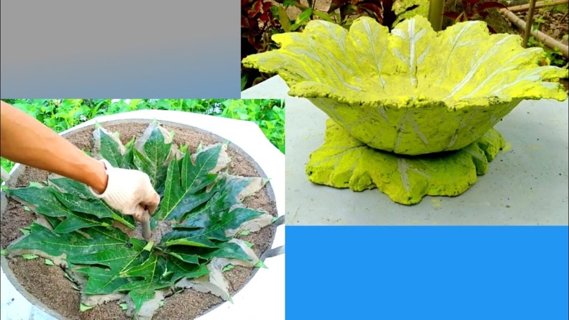 Amazing pot ideas from leaves - Beautiful flower pots in the garden -DIY