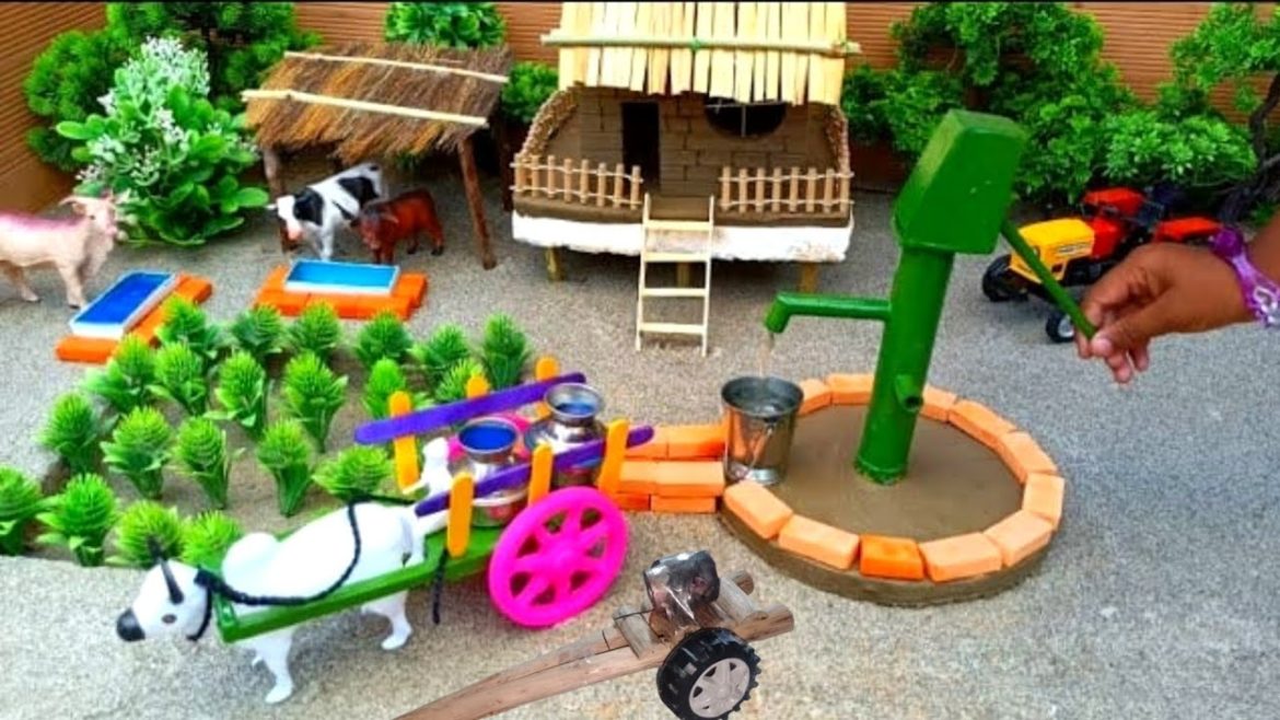 diy tractor mini water pump motor projects। cow । Graz cutting motor