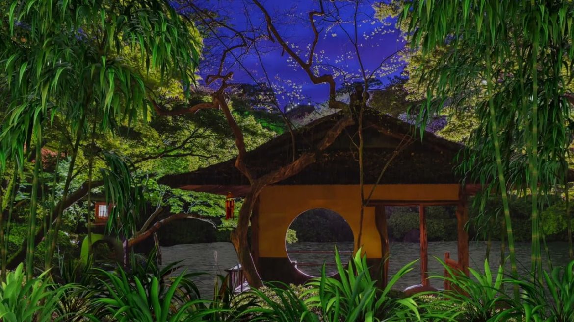 Japanese Zen Garden Ambience ( Rain, Birds, Bamboo Chimes)