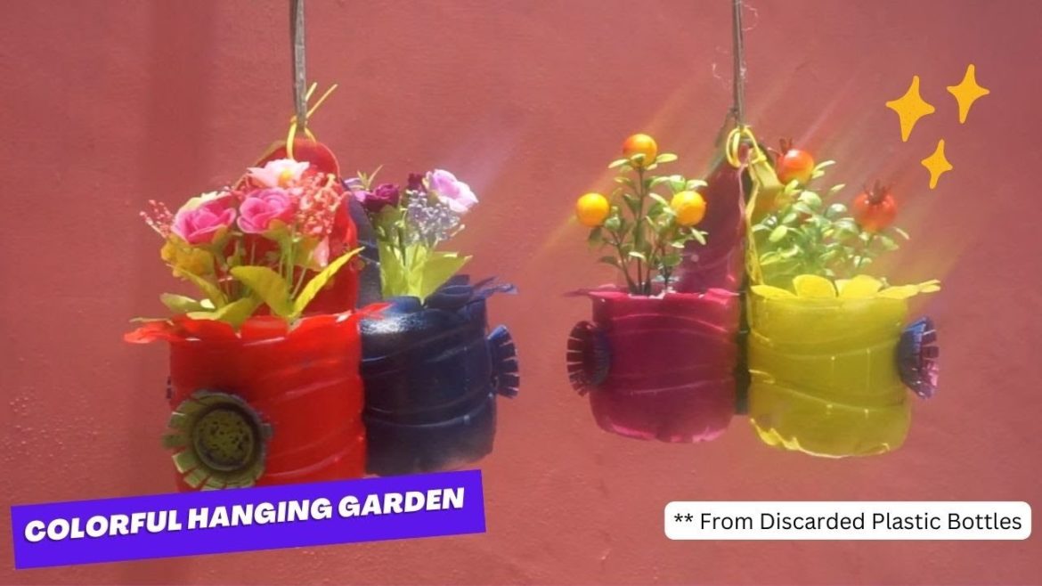 Creative Garden Ideas - Colorful Hanging Garden from Recycled Plastic Bottles