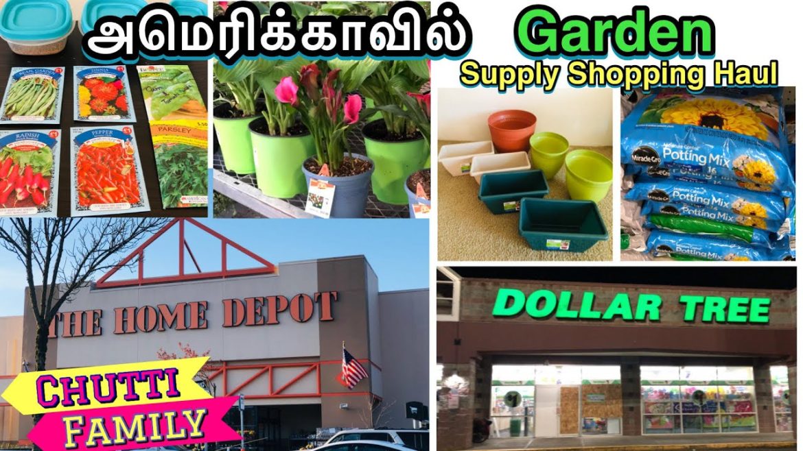 அமெரிக்காவில் Garden Supply Shopping Haul | Home Depot | Dollar Tree | Patio Garden Supply Vlog 2021