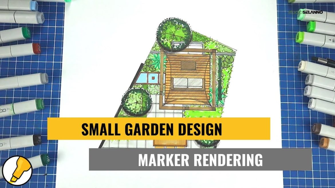 HOW TO use Alcoholic Markers to Handrender a Small Garden Design #15