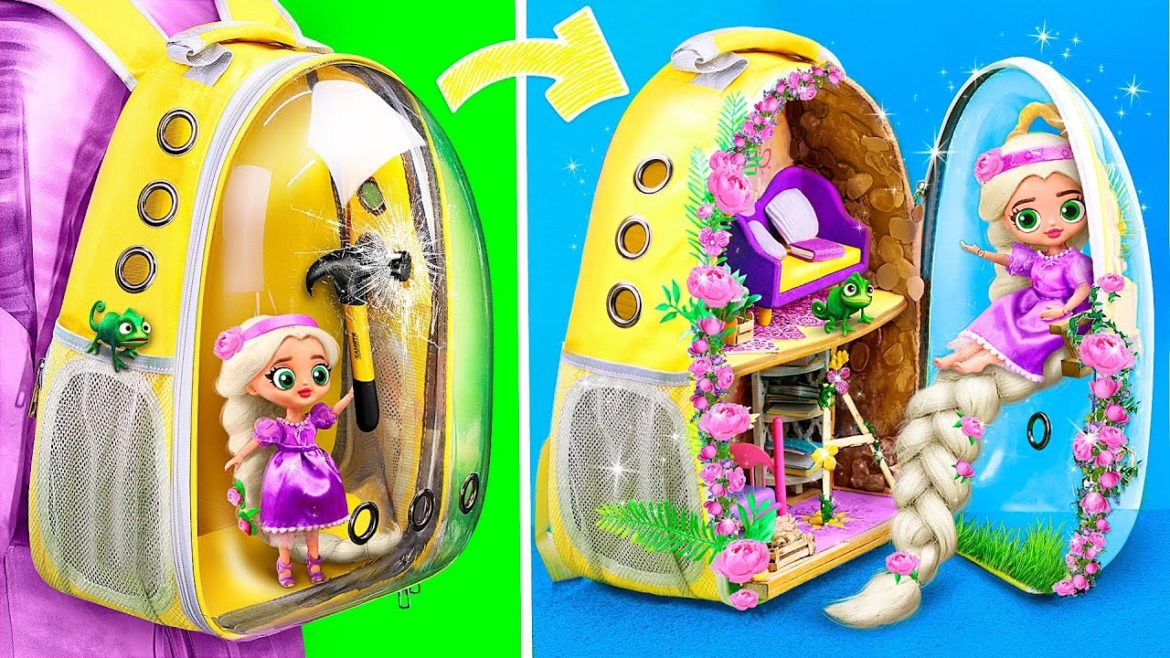 Rapunzel's Dollhouse in a Backpack / 30 DIYs for LOL OMG Rapunzel's Dollhouse in a Backpack / 30 DIYs for LOL OMG