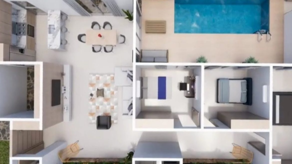The most beautiful house on one floor / with interior design gardens and swimming pool.