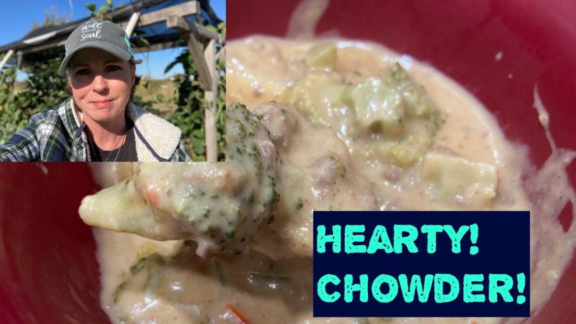 Hearty Broccoli Hamburger soup/chowder! Cheesy!