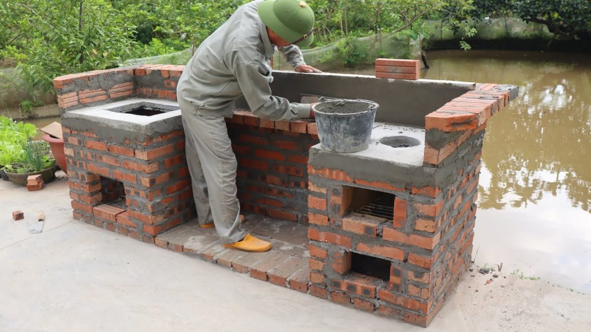 Wow Wow / Build a beautiful outdoor wood stove from red brick and cement