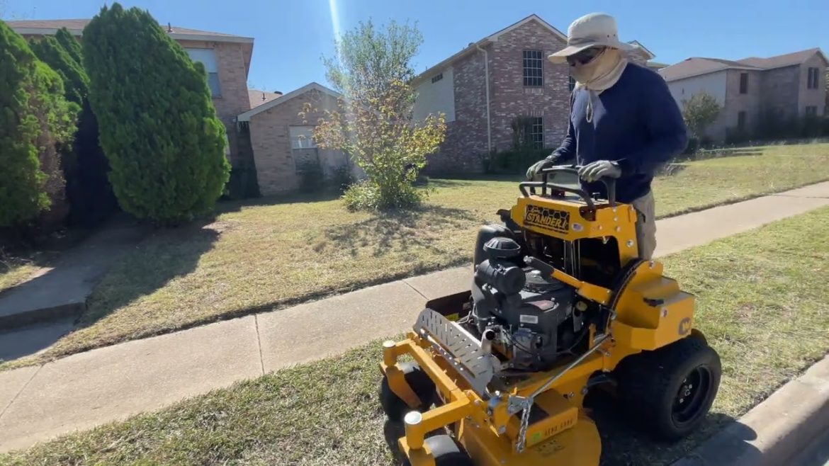 Mowing/edging overgrown Front yard time laps with wright stander I 36