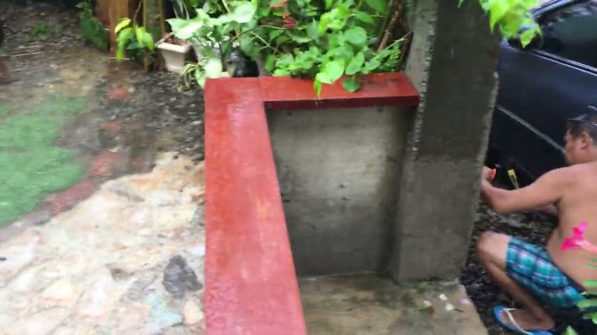 Flood in our front yard permagarden caused by Typhon "Paeng"