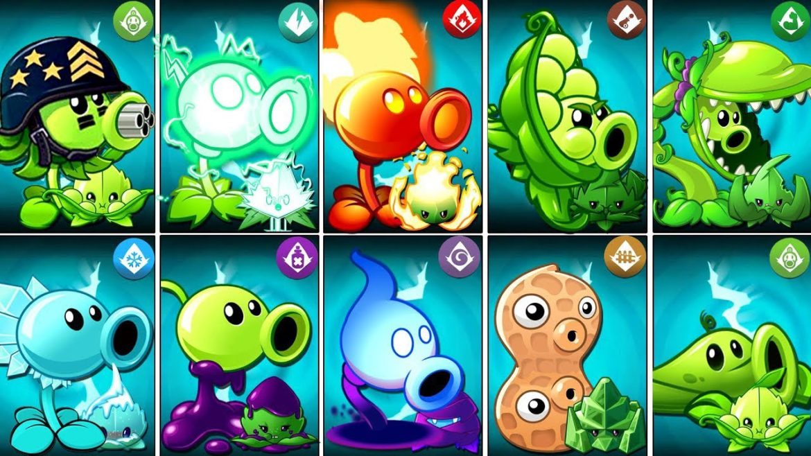 All PEA Plants LEVEL 1 Power Up Battlez - Who Will Win? - PvZ 2 Plant Vs Plant