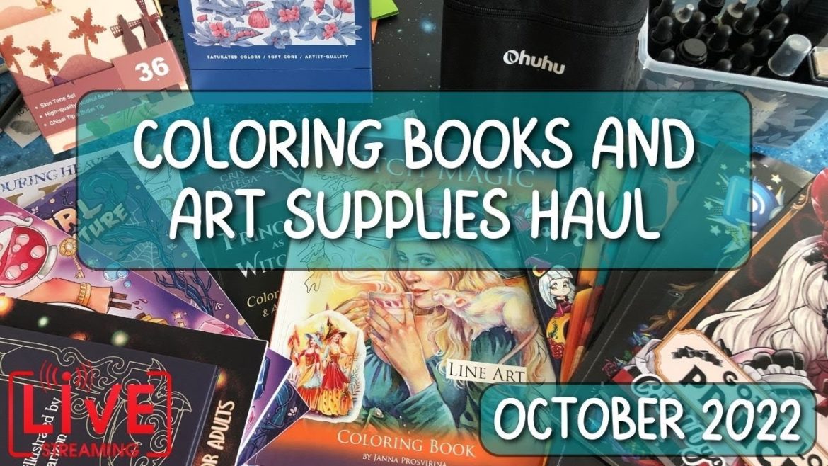 COLORING BOOKS and ART SUPPLIES HAUL for October 2022 | Live
